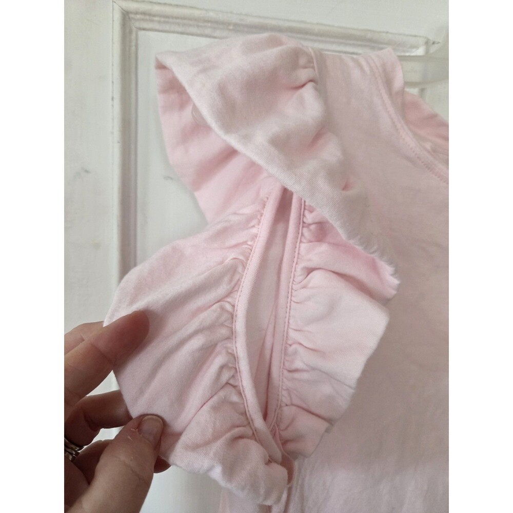 TUCKERNUCK Light Pink Kaia Flutter Ruffle Sleeve Tee Shirt Medium Cotton - Picture 6 of 10